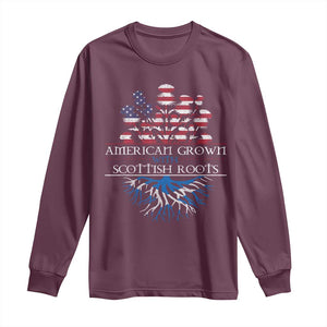American Grown With Scottish Roots Long Sleeve Shirt Scottish American Heritage Thistle Flower TS11 Maroon Print Your Wear