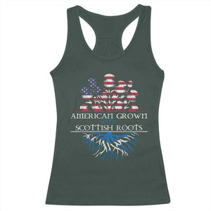 American Grown With Scottish Roots Racerback Tank Top Scottish American Heritage Thistle Flower TS11 Dark Forest Green Print Your Wear