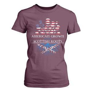 American Grown With Scottish Roots T Shirt For Women Scottish American Heritage Thistle Flower TS11 Maroon Print Your Wear