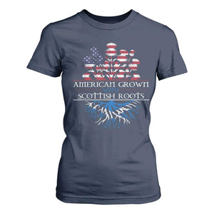 American Grown With Scottish Roots T Shirt For Women Scottish American Heritage Thistle Flower TS11 Navy Print Your Wear