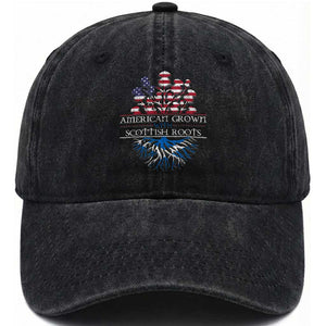 American Grown With Scottish Roots Washed Cotton Baseball Cap Scottish American Heritage Thistle Flower TS11 Print Your Wear