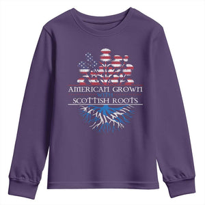 American Grown With Scottish Roots Youth Sweatshirt Scottish American Heritage Thistle Flower TS11 Purple Print Your Wear