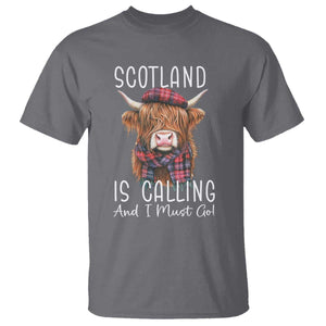 Funny Scotland Is Calling And I Must Go T Shirt Highland Cow TS11 Charcoal Print Your Wear