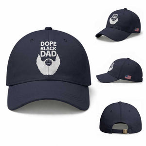 Funny Dope Black Dad Baseball Cap Father's Day Juneteenth History Month TS11 Baseball Cap Universal Fit Navy Print Your Wear
