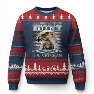 Christian Veteran Ugly Christmas Sweater Only God Can Decide If Terrorists Are Right Or Wrong Us Veteran TS11 Navy Red Print Your Wear