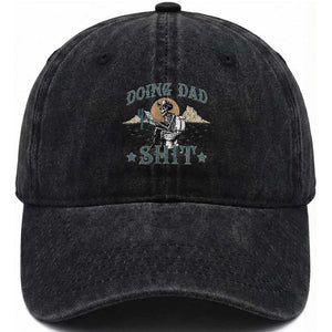 Funny Western Father Doing Dad Shit Washed Cotton Baseball Cap Cowboy Skeleton Toilet Dad Jokes Father's Day TS11 Print Your Wear