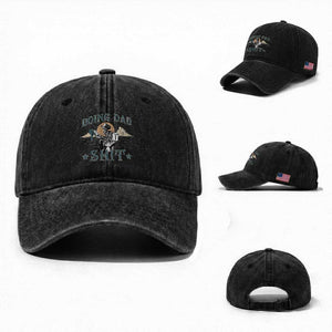 Funny Western Father Doing Dad Shit Washed Cotton Baseball Cap Cowboy Skeleton Toilet Dad Jokes Father's Day TS11 Washed Cap Universal Fit Black Print Your Wear