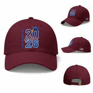 Class of 2026 Senior Baseball Cap School Graduation 26 TS11 Baseball Cap Universal Fit Maroon Print Your Wear