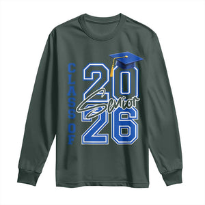 Class of 2026 Senior Long Sleeve Shirt School Graduation 26 TS11 Dark Forest Green Print Your Wear