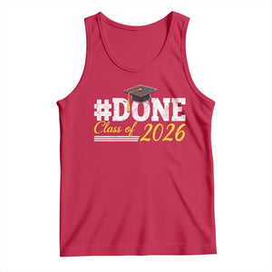 Done Class of 2026 Graduation Tank Top Mortarboard Graphic TS11 Red Print Your Wear