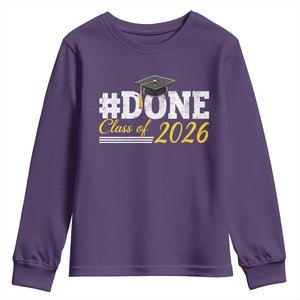 Done Class of 2026 Graduation Youth Sweatshirt Mortarboard Graphic TS11 Purple Print Your Wear