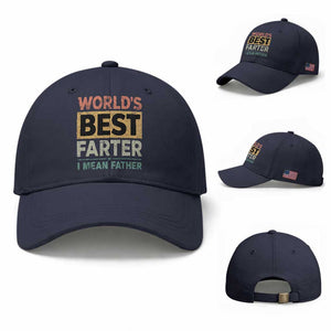 Worlds Best Farter I Mean Father Baseball Cap Funny Farted Dad Father's Day TS11 Baseball Cap Universal Fit Navy Print Your Wear