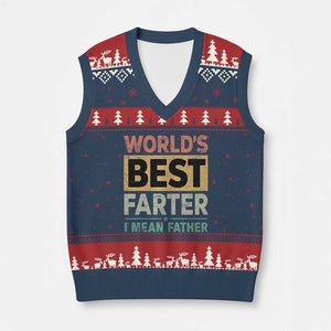 Worlds Best Farter I Mean Father V-Neck Knit Sweater Vest Funny Farted Dad Father's Day TS11 Navy Red Print Your Wear