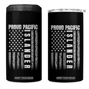 Proud Pacific Islander 4 in 1 Can Cooler Tumbler AAPI Heritage Month Polynesian Tribal American Flag TS11 One Size: 16 oz Black Print Your Wear