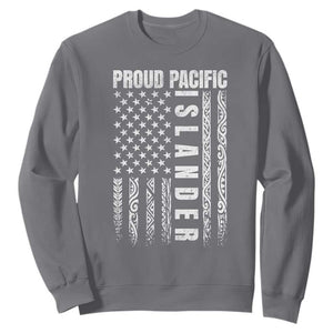 Proud Pacific Islander Sweatshirt AAPI Heritage Month Polynesian Tribal American Flag TS11 Charcoal Print Your Wear