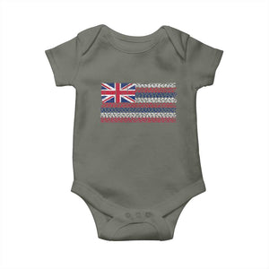 Hawaiian Tribal Flag State of Hawaii Baby Onesie TS11 Military Green Print Your Wear
