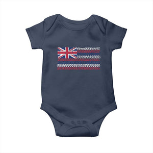 Hawaiian Tribal Flag State of Hawaii Baby Onesie TS11 Navy Print Your Wear