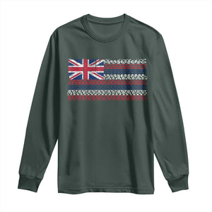 Hawaiian Tribal Flag State of Hawaii Long Sleeve Shirt TS11 Dark Forest Green Print Your Wear