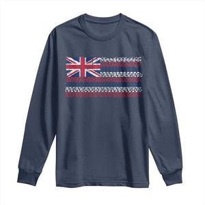 Hawaiian Tribal Flag State of Hawaii Long Sleeve Shirt TS11 Navy Print Your Wear