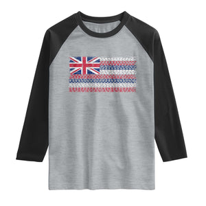 Hawaiian Tribal Flag State of Hawaii Raglan Shirt TS11 Heather Gray Black Print Your Wear