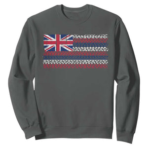 Hawaiian Tribal Flag State of Hawaii Sweatshirt TS11 Dark Heather Print Your Wear