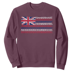 Hawaiian Tribal Flag State of Hawaii Sweatshirt TS11 Maroon Print Your Wear