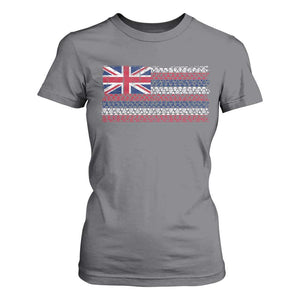 Hawaiian Tribal Flag State of Hawaii T Shirt For Women TS11 Charcoal Print Your Wear