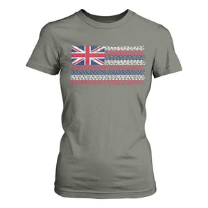 Hawaiian Tribal Flag State of Hawaii T Shirt For Women TS11 Military Green Print Your Wear