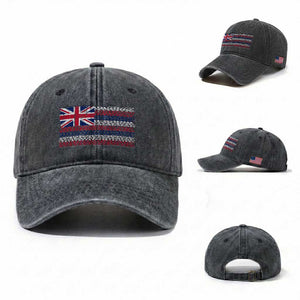 Hawaiian Tribal Flag State of Hawaii Washed Cotton Baseball Cap TS11 Washed Cap Universal Fit Dark Gray Print Your Wear