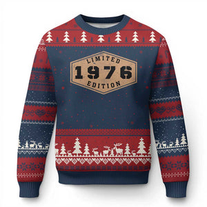 50th Birthday Ugly Christmas Sweater 1976 Limited Edition Gifts For Turning 50 TS11 Navy Red Print Your Wear