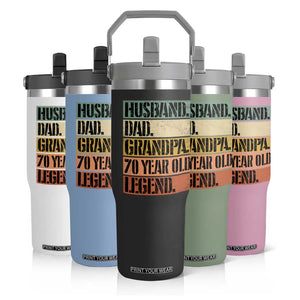 Husband Dad Grandpa 70 Year Old Legend Flip Straw Tumbler Funny 70th Birthday Fathers Day TS11 Print Your Wear