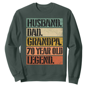 Husband Dad Grandpa 70 Year Old Legend Sweatshirt Funny 70th Birthday Fathers Day TS11 Dark Forest Green Print Your Wear