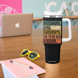Husband Dad Grandpa 90 Year Old Legend Tumbler With Handle Funny 90th Birthday Fathers Day TS11 Print Your Wear