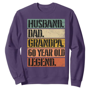 Husband Dad Grandpa 60 Year Old Legend Sweatshirt Funny 60th Birthday Fathers Day TS11 Purple Print Your Wear