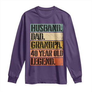 Husband Dad Grandpa 40 Year Old Legend Long Sleeve Shirt Funny 40th Birthday Fathers Day TS11 Purple Print Your Wear