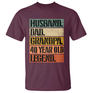Husband Dad Grandpa 40 Year Old Legend T Shirt Funny 40th Birthday Fathers Day TS11 Maroon Print Your Wear