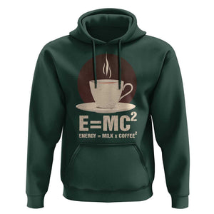 Funny Science Hoodie E=MC2 Energy Milk Coffee Formula TS11 Dark Forest Green Print Your Wear