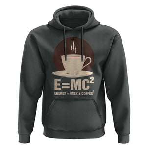 Funny Science Hoodie E=MC2 Energy Milk Coffee Formula TS11 Dark Heather Print Your Wear