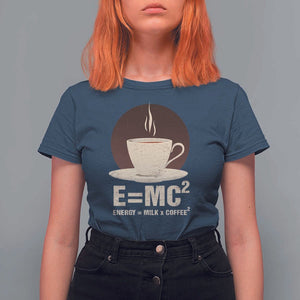 Funny Science T Shirt For Women E=MC2 Energy Milk Coffee Formula TS11 Navy Print Your Wear