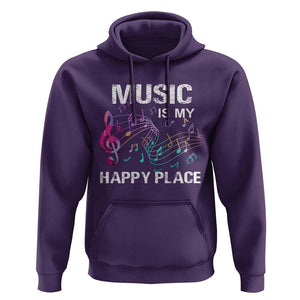 Music Is My Happy Place Hoodie Music Sheet Note Novelty Inspiring TS11 Purple Print Your Wear
