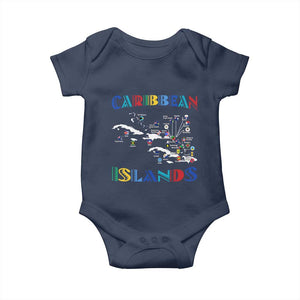 Caribbean Islands Baby Onesie Caribbean Sea Tour Map Flag TS11 Navy Print Your Wear