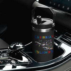 Caribbean Islands Flip Straw Tumbler Caribbean Sea Tour Map Flag TS11 Print Your Wear