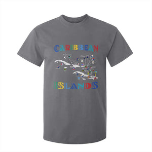 Caribbean Islands T Shirt For Kid Caribbean Sea Tour Map Flag TS11 Charcoal Print Your Wear