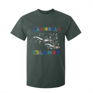 Caribbean Islands T Shirt For Kid Caribbean Sea Tour Map Flag TS11 Dark Forest Green Print Your Wear