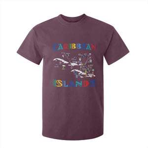Caribbean Islands T Shirt For Kid Caribbean Sea Tour Map Flag TS11 Maroon Print Your Wear