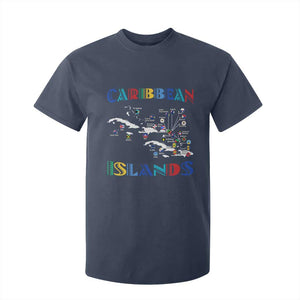Caribbean Islands T Shirt For Kid Caribbean Sea Tour Map Flag TS11 Navy Print Your Wear
