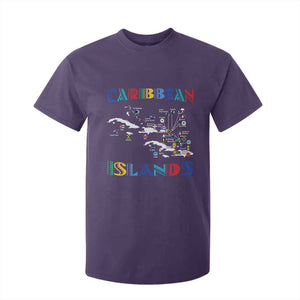 Caribbean Islands T Shirt For Kid Caribbean Sea Tour Map Flag TS11 Purple Print Your Wear