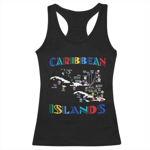 Caribbean Islands Racerback Tank Top Caribbean Sea Tour Map Flag TS11 Black Print Your Wear