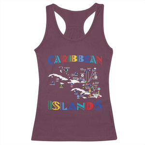 Caribbean Islands Racerback Tank Top Caribbean Sea Tour Map Flag TS11 Maroon Print Your Wear