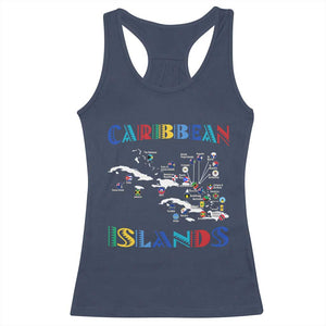 Caribbean Islands Racerback Tank Top Caribbean Sea Tour Map Flag TS11 Navy Print Your Wear